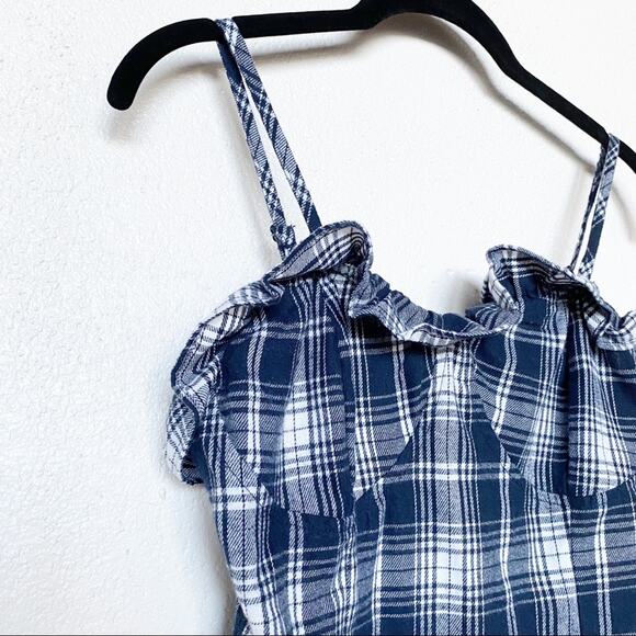 SHEIN Navy and White Plaid Dress with Ruffle Detail Size XS - Picture 3 of 9